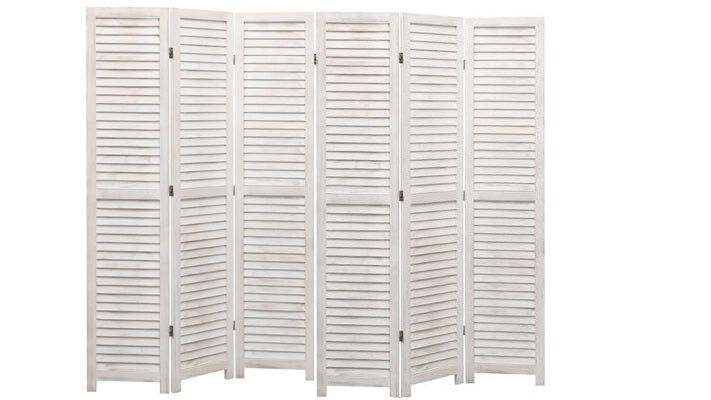 Biombo de 6 paneles madera natural Paulownia 240 x 170 cm