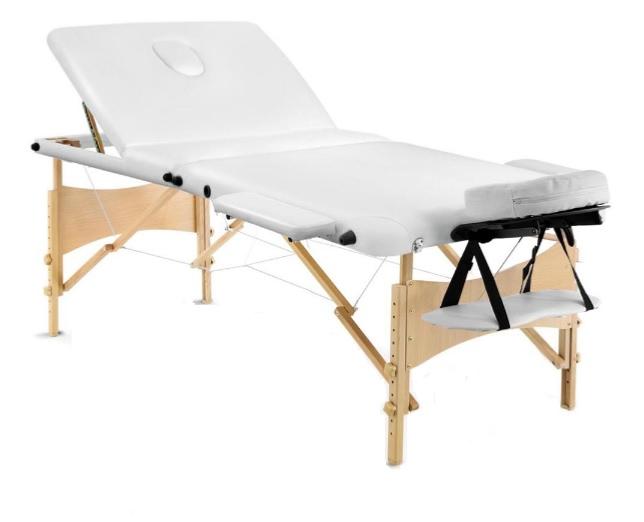 Camilla de masaje plegable madera de 195cmx70cm blanca
