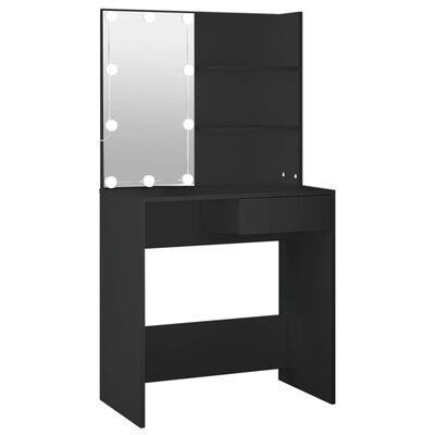 Tocador con LED Negro 74,5x40x141 cm