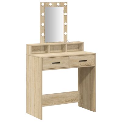 Mesa tocador con luces LED Roble Samoa 79x41x140 cm
